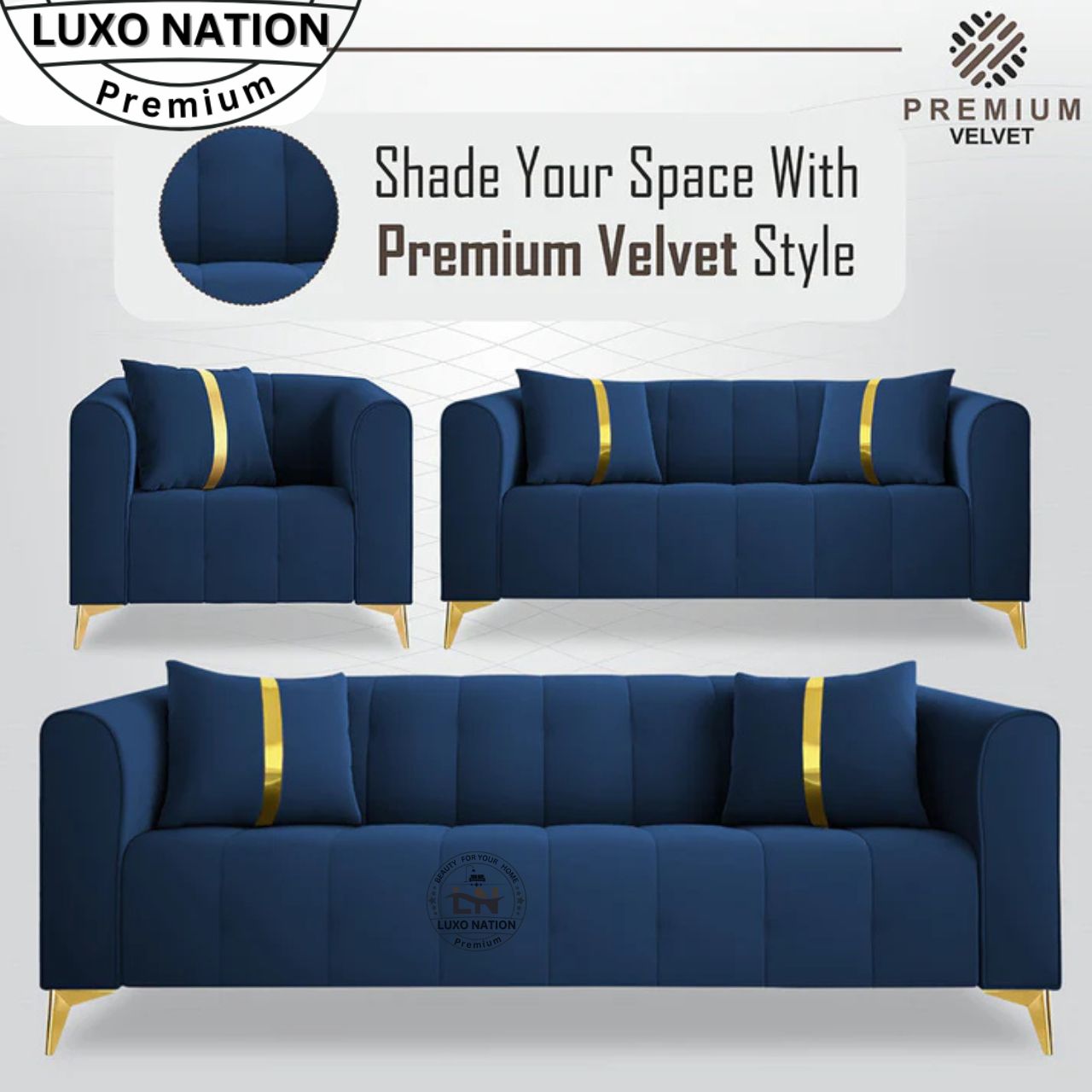 Luxo Nation Premium Luxury Sofa Set β & Modern Design for Living Room